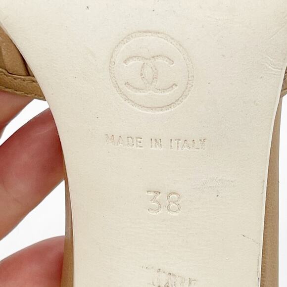 Chanel Vintage Retro Camel Tan Leather Woven Lattice Ankle Strap Heels EU 38 - Picture 12 of 14